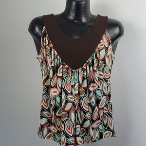Barbara Lesser fibers top blouse sleeve brown blouse women size L
